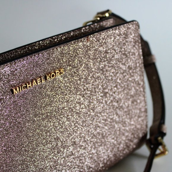 Michael Kors Rose Gold/Champagne Convertible Clutch and Cross Body Purse - Picture 2 of 12